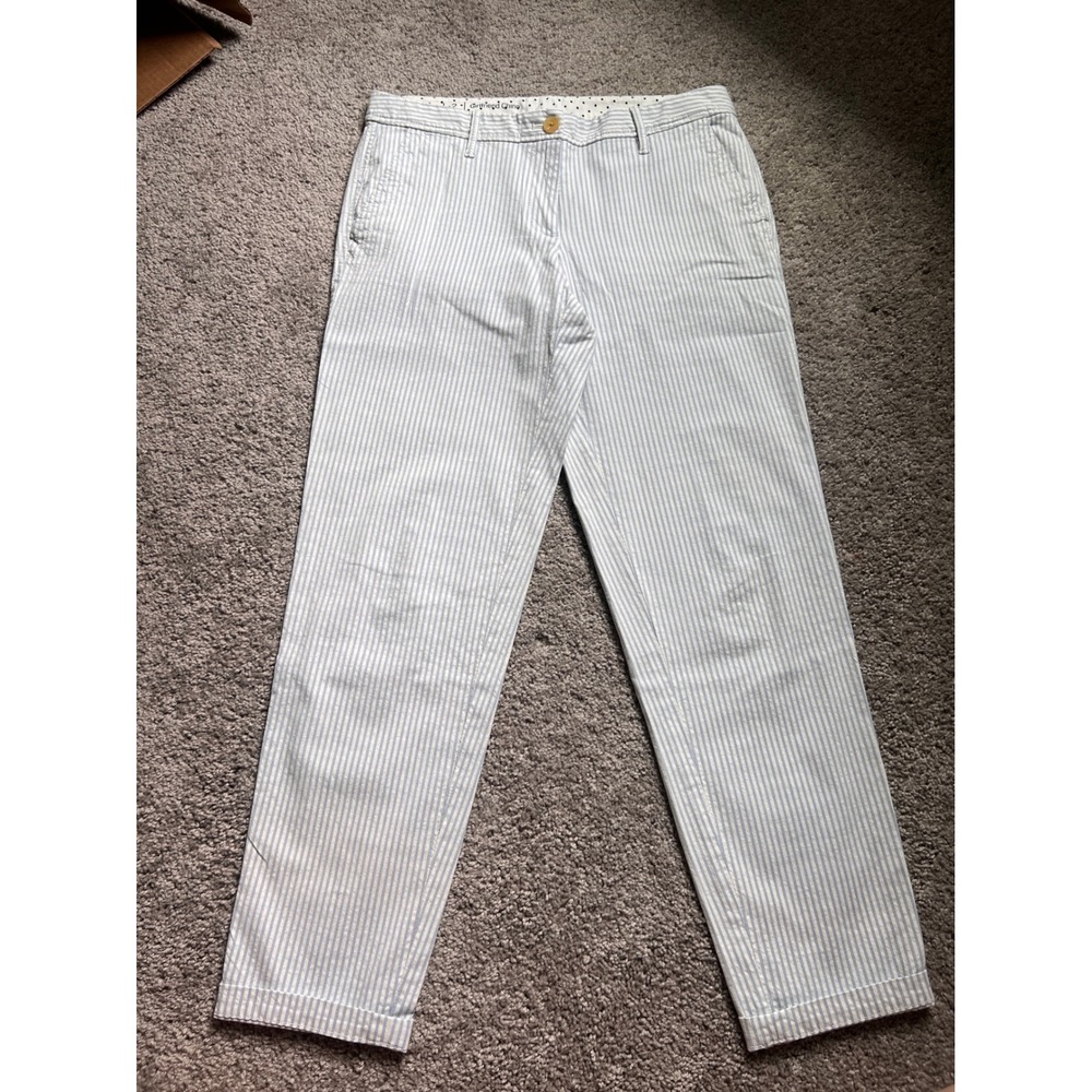 Talbots Girlfriend Chino Pants Womens 2 Blue White Striped Seersucker Stretch